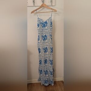 Workshop Republic Clothing Blue & White Printed Maxi Dress